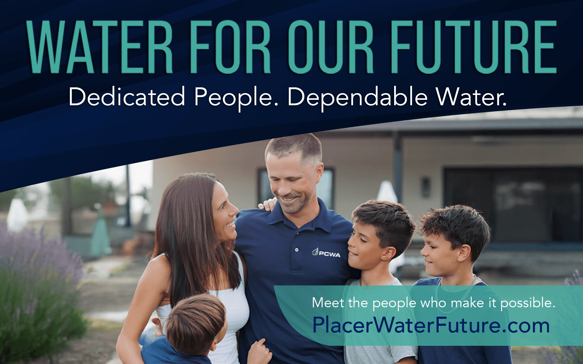 Water for Our Future artwork featuring a PCWA employee with a family